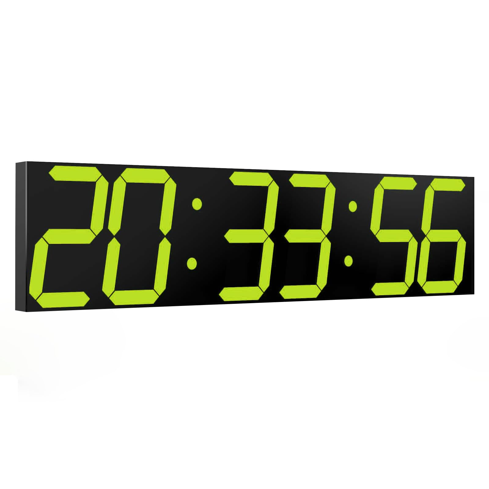 CHKOSDA Digital Wall Clock, Oversize Led Digital Clock Large Display with Auto Dimmer, Huge Countdown Timer with Remote Control, 27" Wide Display, 6 Digits, Wall Mount, Date and Temperature(Ice Blue)