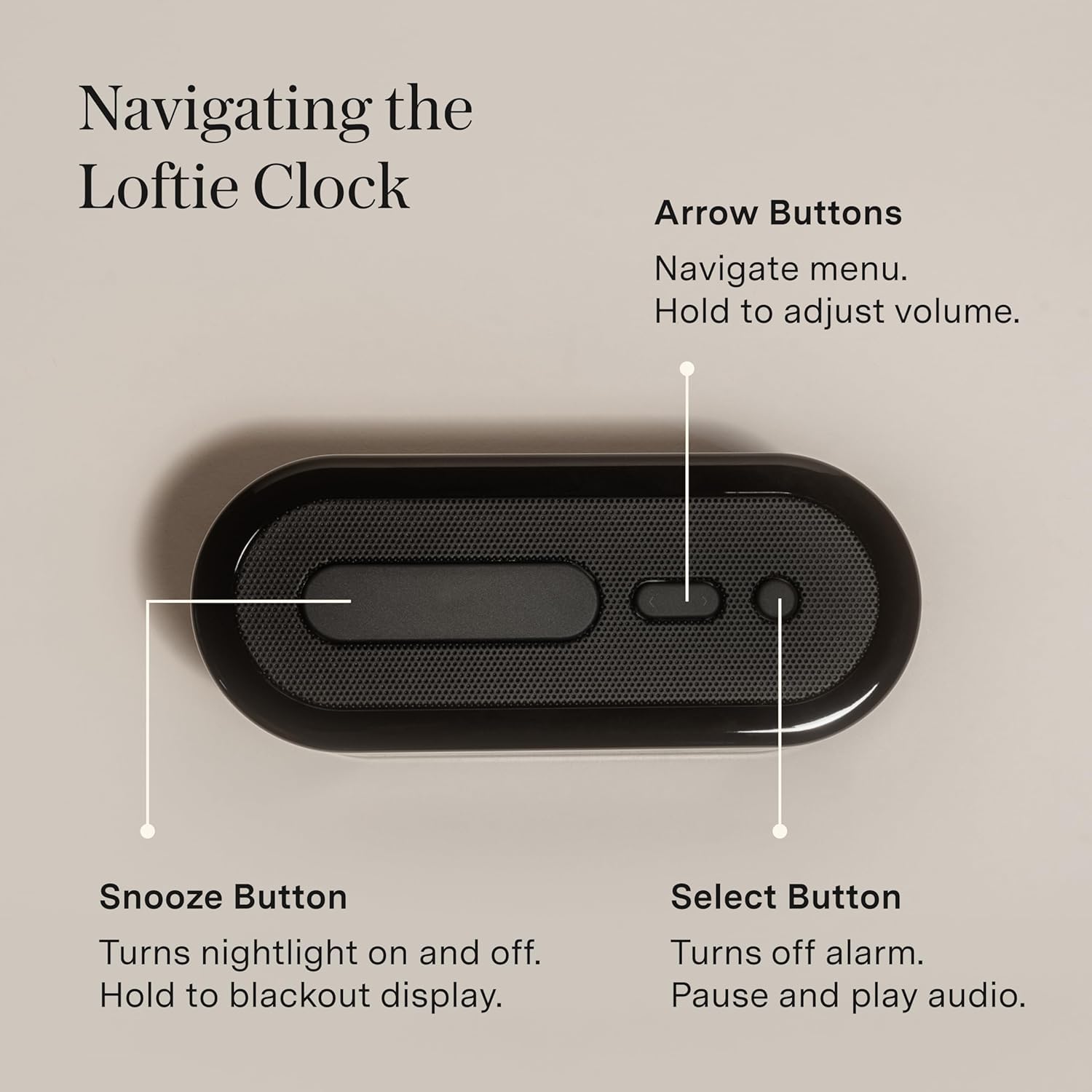 Loftie Alarm Clock with Sound Machine – Smart Alarm Clock with Night Light, White Noise, Bluetooth Speaker, 100+ Sounds Included Free, No Subscription Required, Blackout Mode- Black