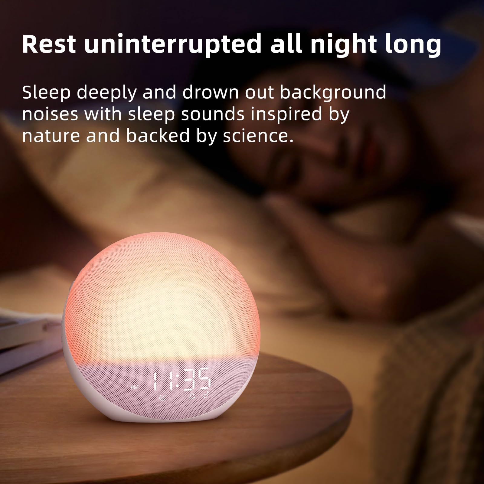 Sunrise Alarm Clock White Noise Machine: Natural Wake Up Light - Dimmable Clock with Bluetooth Speaker for Bedroom - 25 Sleep Sounds for Baby Adults Kids Putty