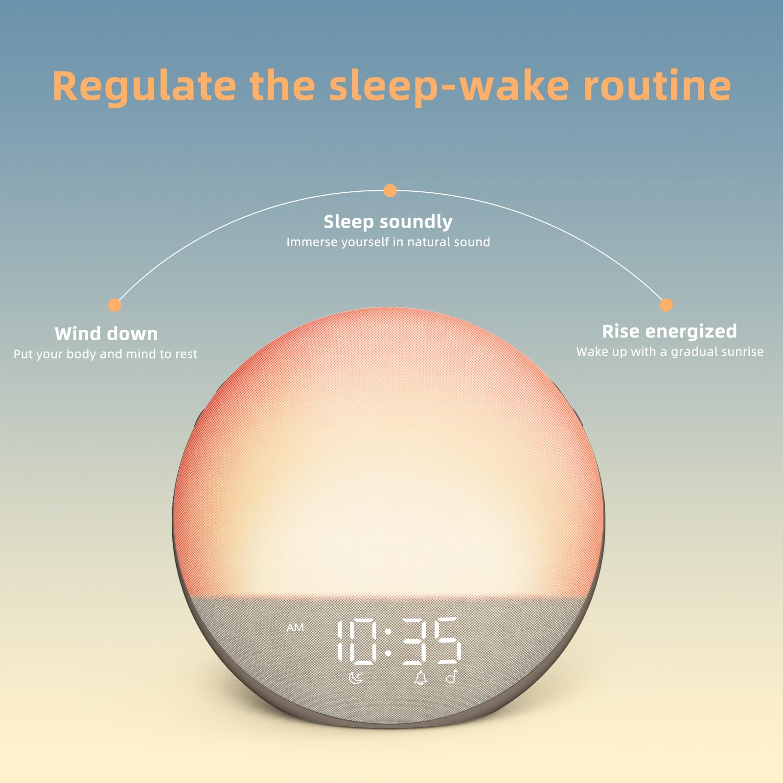 Sunrise Alarm Clock White Noise Machine: Natural Wake Up Light - Dimmable Clock with Bluetooth Speaker for Bedroom - 25 Sleep Sounds for Baby Adults Kids Putty