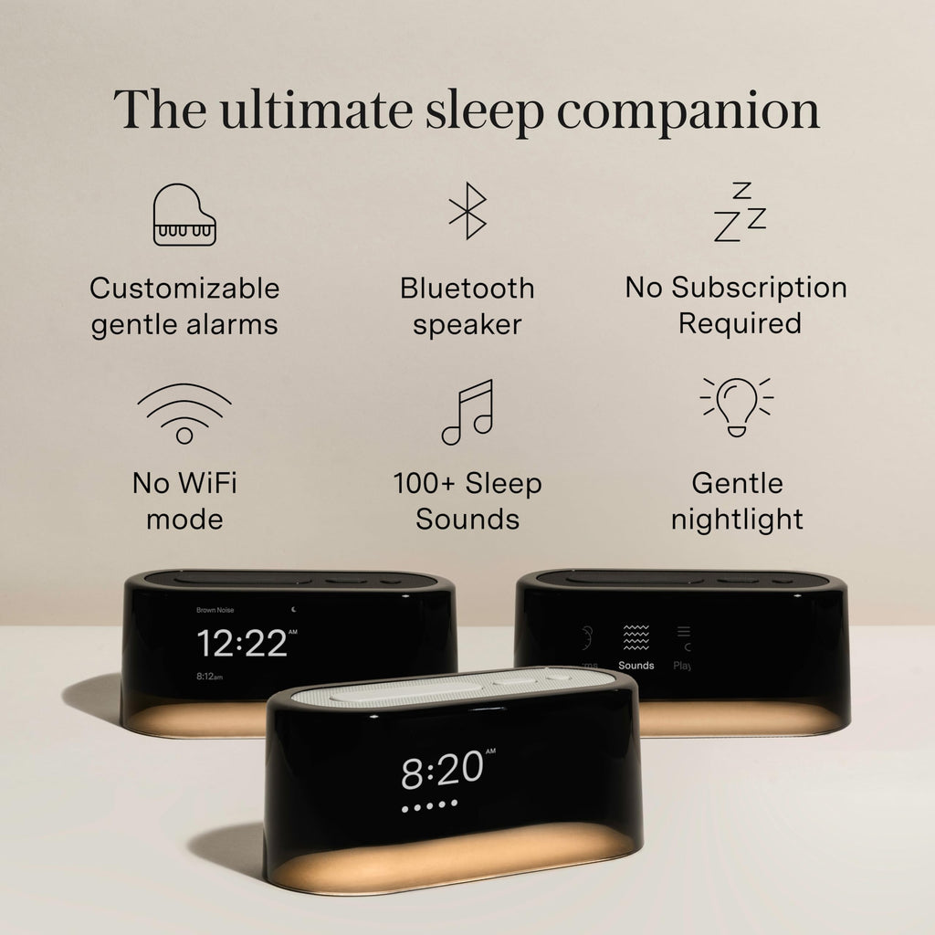 Loftie Alarm Clock with Sound Machine – Smart Alarm Clock with Night Light, White Noise, Bluetooth Speaker, 100+ Sounds Included Free, No Subscription Required, Blackout Mode- Black