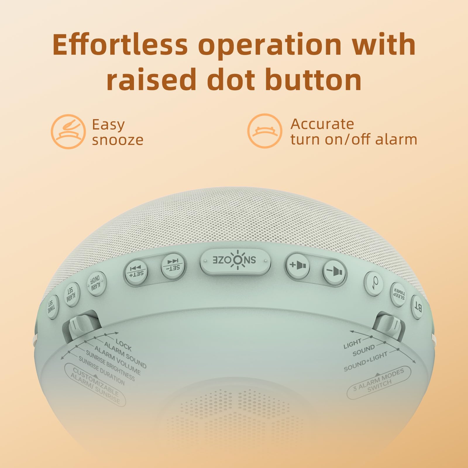 Sunrise Alarm Clock White Noise Machine: Natural Wake Up Light - Dimmable Clock with Bluetooth Speaker for Bedroom - 25 Sleep Sounds for Baby Adults Kids Putty