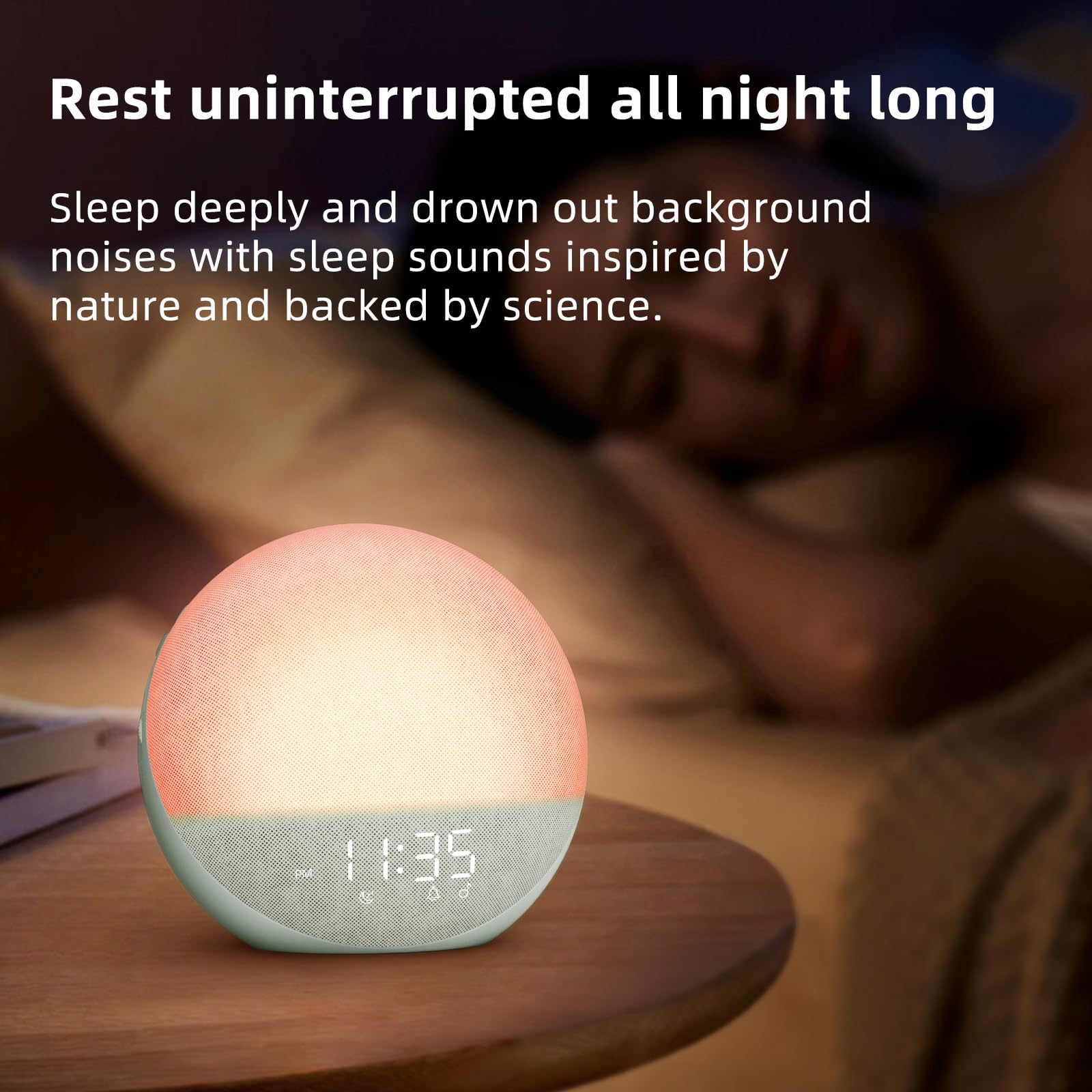 Sunrise Alarm Clock White Noise Machine: Natural Wake Up Light - Dimmable Clock with Bluetooth Speaker for Bedroom - 25 Sleep Sounds for Baby Adults Kids Putty