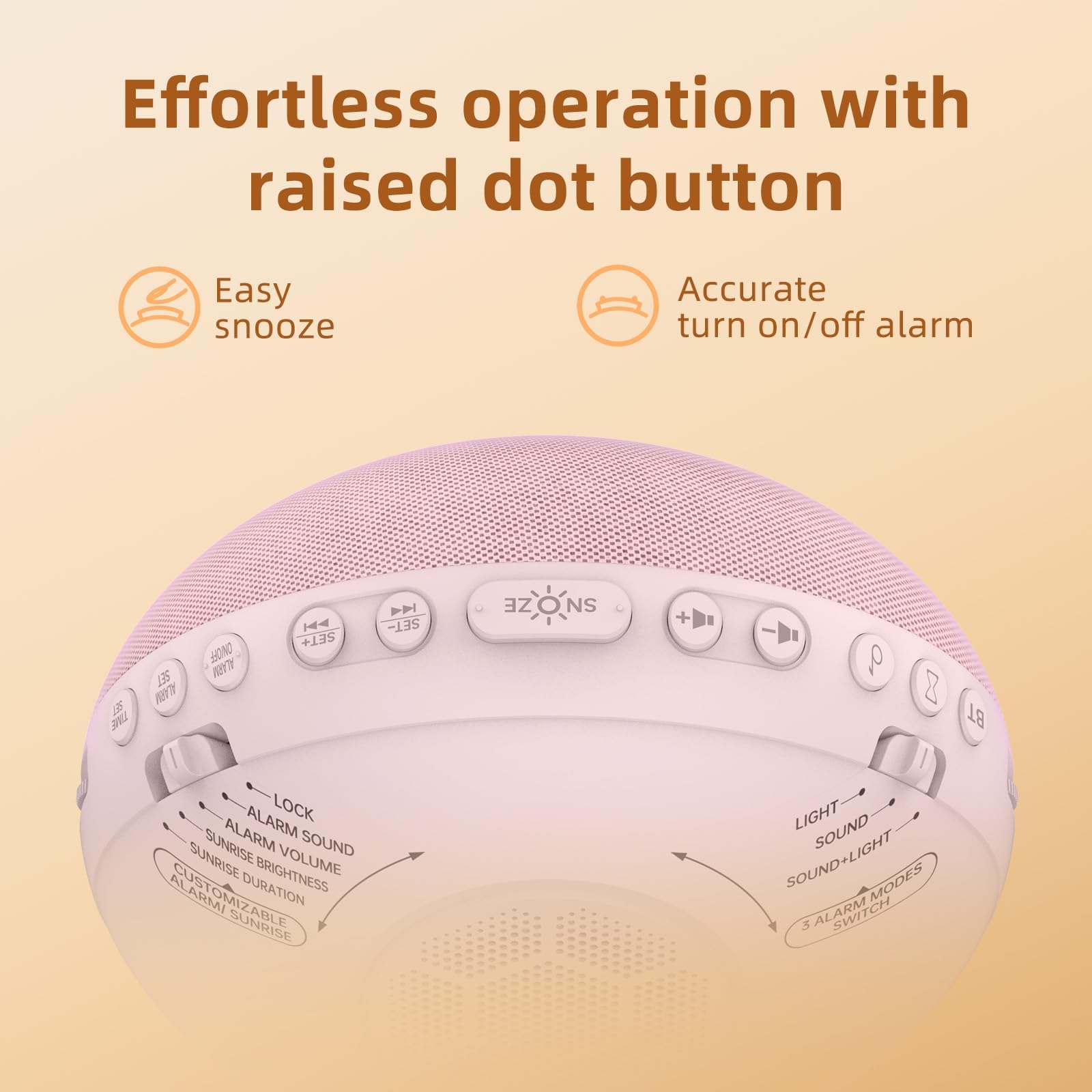 Sunrise Alarm Clock White Noise Machine: Natural Wake Up Light - Dimmable Clock with Bluetooth Speaker for Bedroom - 25 Sleep Sounds for Baby Adults Kids Putty