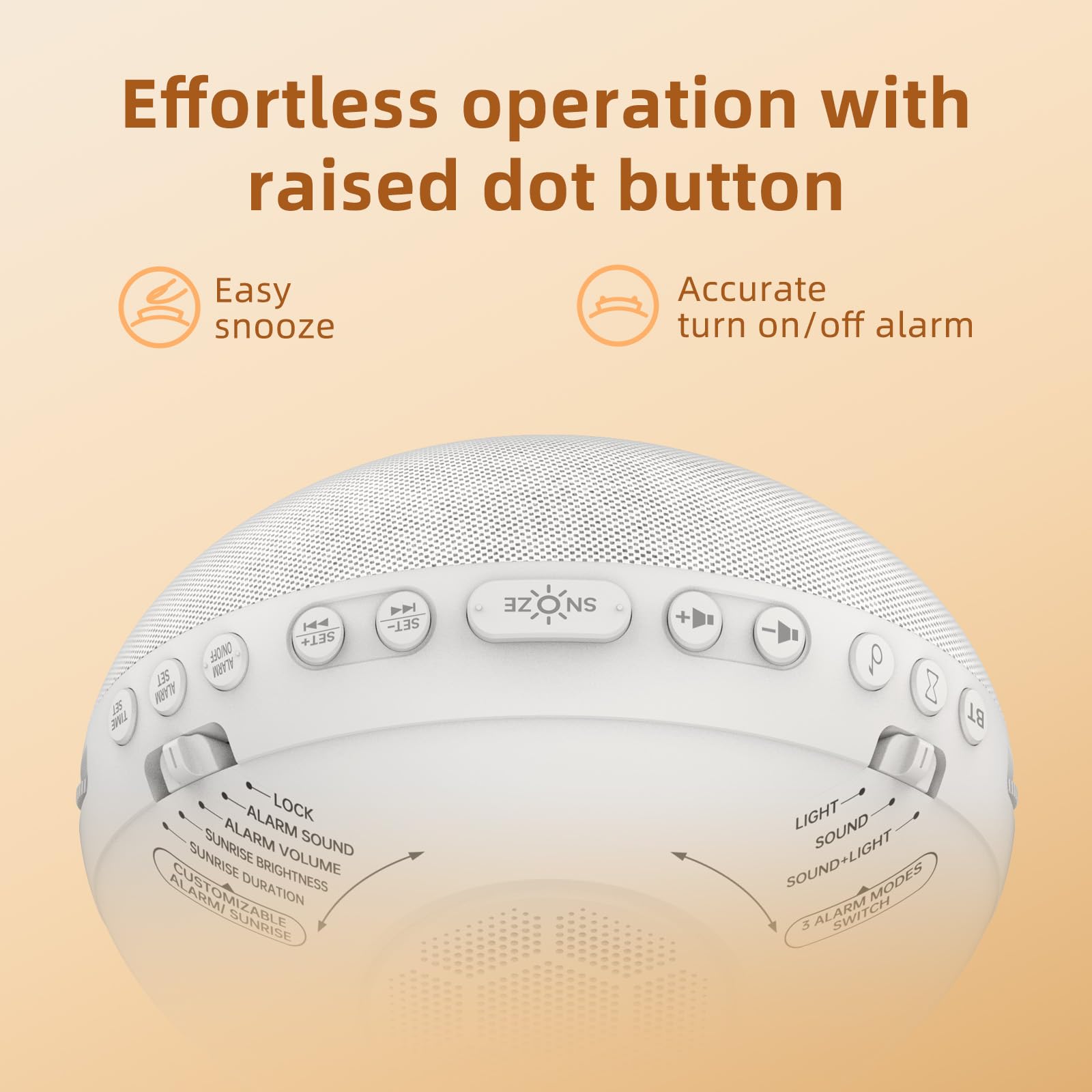 Sunrise Alarm Clock White Noise Machine: Natural Wake Up Light - Dimmable Clock with Bluetooth Speaker for Bedroom - 25 Sleep Sounds for Baby Adults Kids Putty