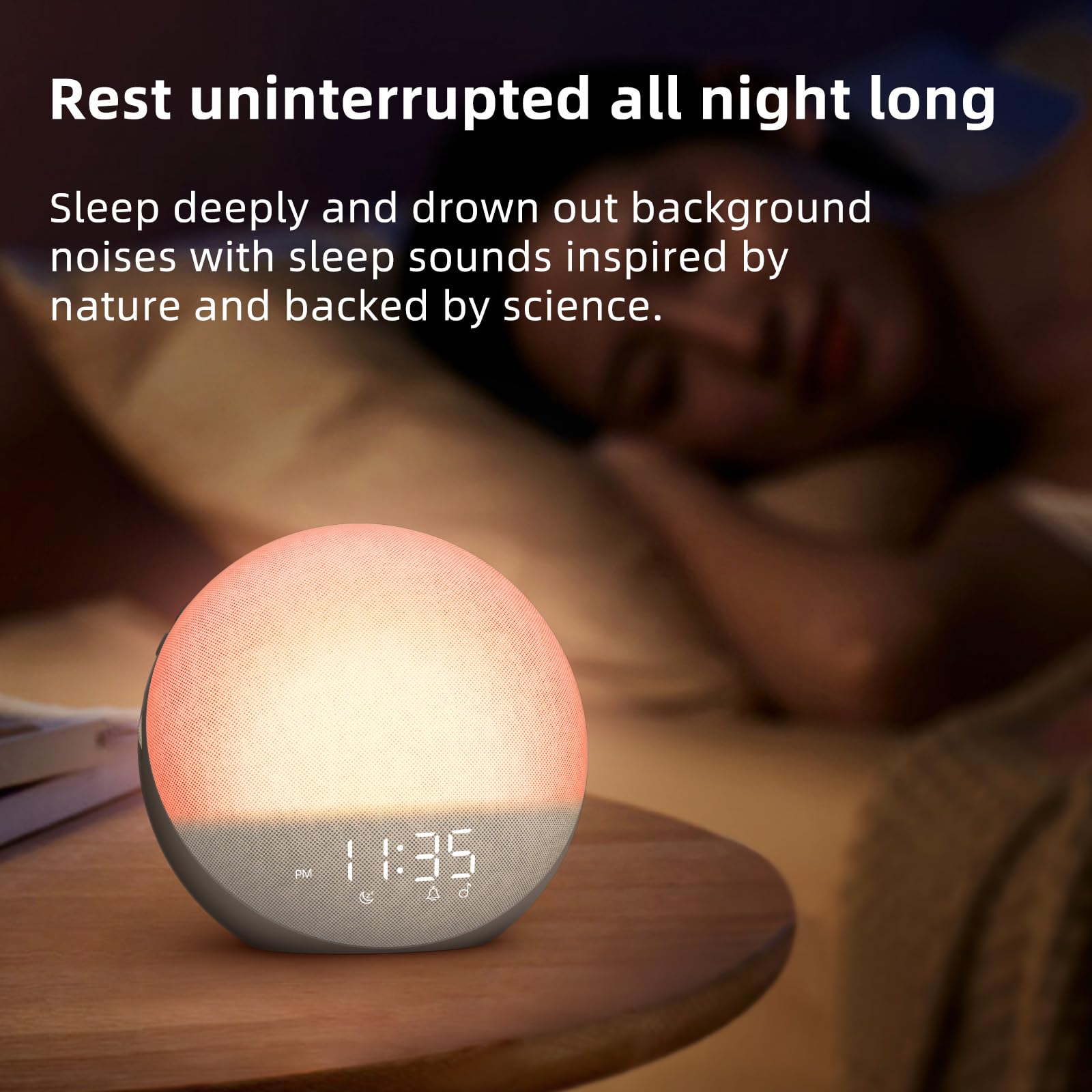 Sunrise Alarm Clock White Noise Machine: Natural Wake Up Light - Dimmable Clock with Bluetooth Speaker for Bedroom - 25 Sleep Sounds for Baby Adults Kids Putty