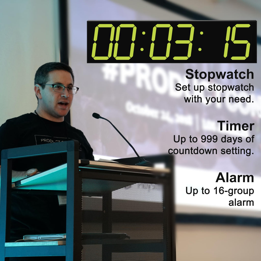 CHKOSDA Digital Wall Clock, Oversize Led Digital Clock Large Display with Auto Dimmer, Huge Countdown Timer with Remote Control, 27" Wide Display, 6 Digits, Wall Mount, Date and Temperature(Ice Blue)
